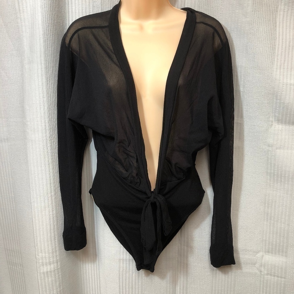 Boohoo Night Sheer Black Bodysuit size 6